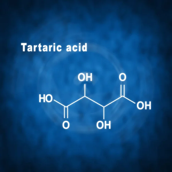 Ácido Tartárico Fórmula Química Estrutural Sobre Fundo Azul — Fotografia de Stock