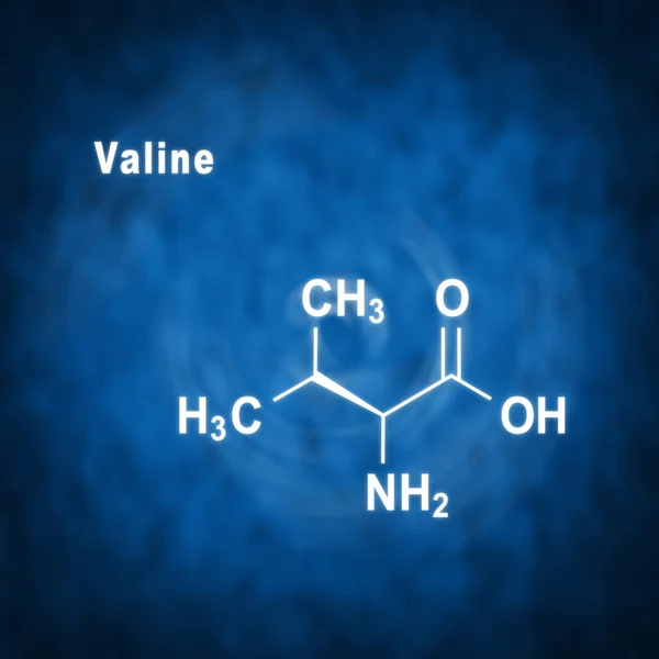 Aminoácido Valina Valina Val Estructura Química Sobre Fondo Azul —  Fotos de Stock