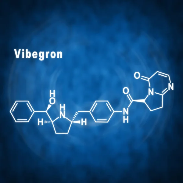 Vibegron Ναρκωτικό Δομική Χημική Φόρμουλα Μπλε Φόντο — Φωτογραφία Αρχείου