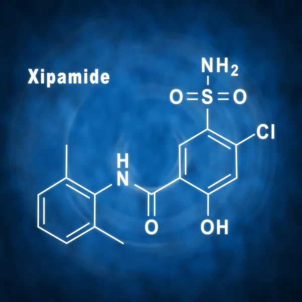 Molécula Xipamida Estructura Química Sobre Fondo Azul —  Fotos de Stock
