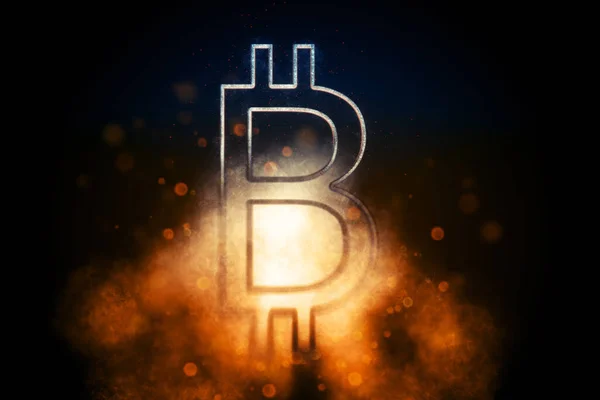 Symbol Bitcoin Symbol Waluty Btc Crypto Kryptowaluta Blockchain Niebieski Symbol — Zdjęcie stockowe