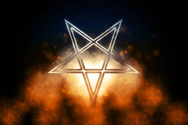Обратный Символ Пентаграммы Сатанинский Знак Синий Символ — стоковое фото