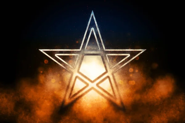 Pentagrama Símbolo Cinco Estrellas Puntiagudas Satanismo Símbolo Azul — Foto de Stock