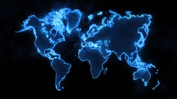 Colorful World Map Dark Background Blue Glowing World Map Space — стокове фото