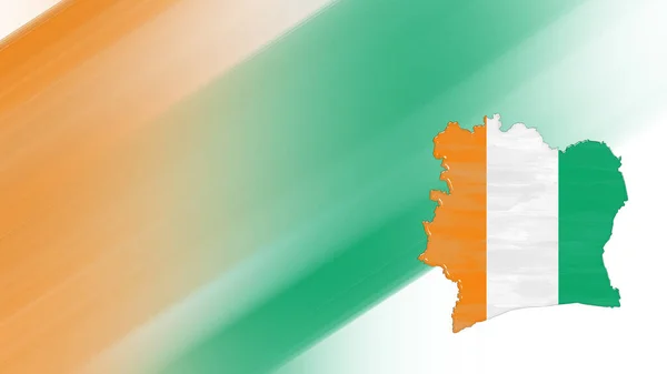 Karta Över Elfenbenskusten Flaggkarta Nationella Färger Bakgrund — Stockfoto