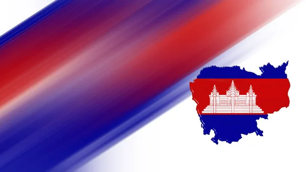 柬埔寨地图 国旗图 国家色彩背景 — 图库照片