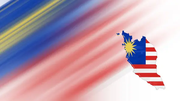 Kaart Van Maleisië Vlaggenkaart Nationale Kleuren Achtergrond — Stockfoto