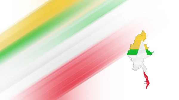 Mapa Myanmaru Vlajková Mapa Národní Barvy Pozadí — Stock fotografie