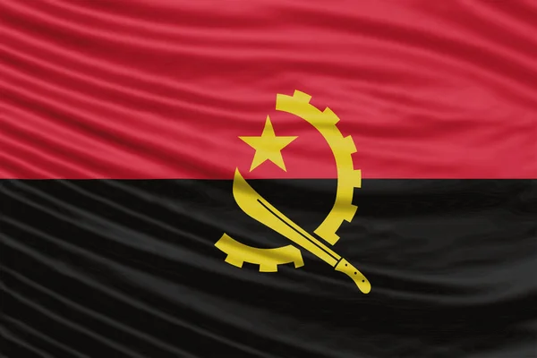 Angola Vlajka Vlna Zblízka Národní Vlajka Pozadí — Stock fotografie