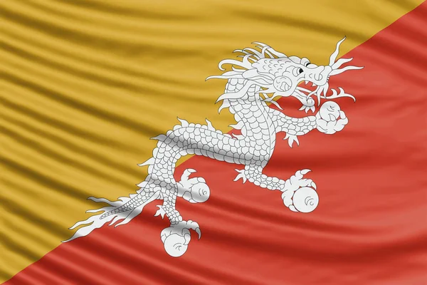 Bandeira Butão Onda Close Fundo Bandeira Nacional — Fotografia de Stock