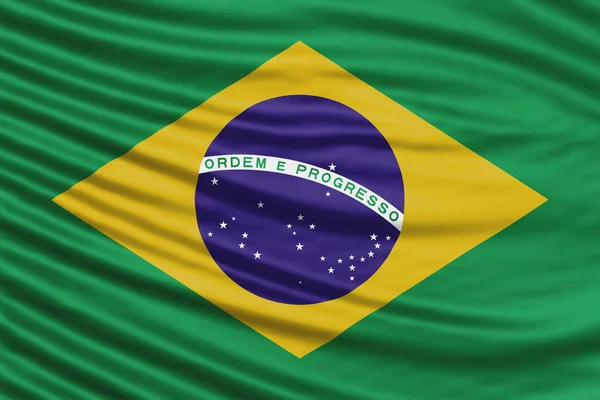 Brazylia Flaga Wave Close Tło Flagi Narodowej — Zdjęcie stockowe