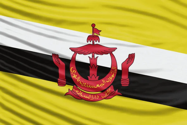 Brunei Bandeira Onda Close Fundo Bandeira Nacional — Fotografia de Stock