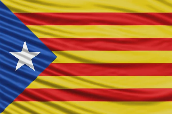 Catalonia Bandeira Onda Close Fundo Bandeira Nacional — Fotografia de Stock