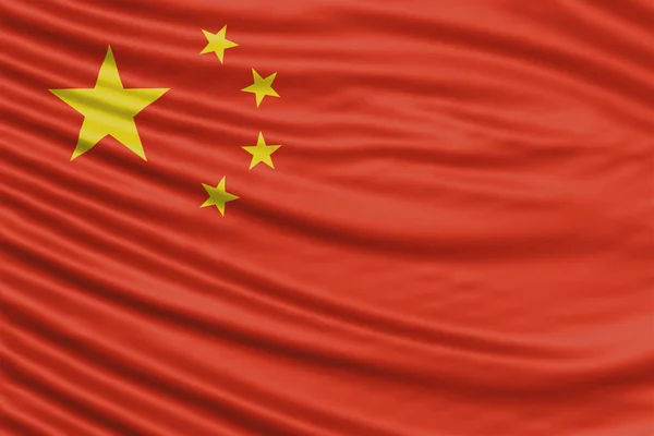 Kína Zászló Hullám Közelkép Nemzeti Zászló Háttér — Stock Fotó