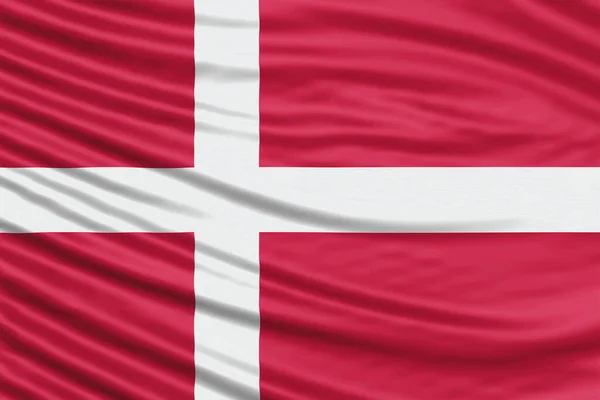 Danmark Flagga Våg Närbild Nationell Flagga Bakgrund — Stockfoto