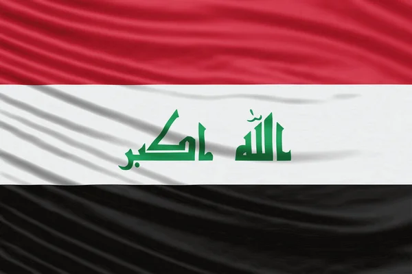 Bandera Irak Onda Primer Plano Fondo Bandera Nacional — Foto de Stock