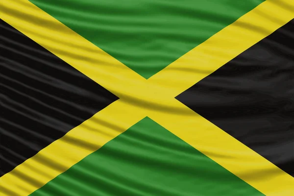 Jamaica Bandeira Onda Close Fundo Bandeira Nacional — Fotografia de Stock
