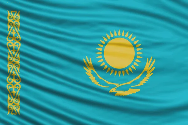 Kazachstan Flag Wave Close Nationale Vlag Achtergrond — Stockfoto