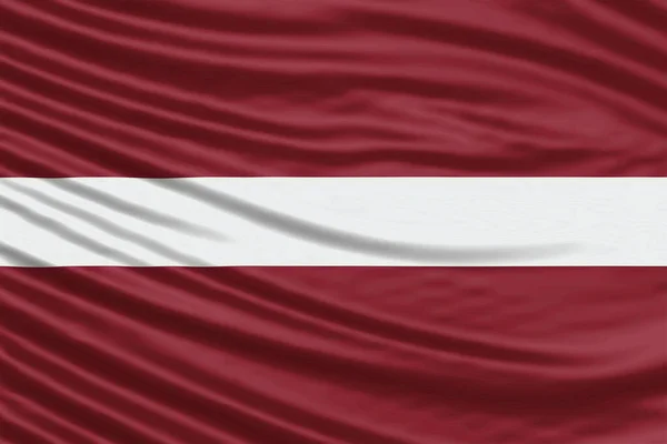 Lotyšsko Vlajka Vlna Close Národní Vlajka Pozadí — Stock fotografie