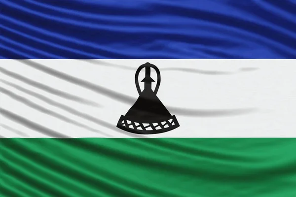 Lesotho Flag Wave Close Nemzeti Zászló Háttér — Stock Fotó