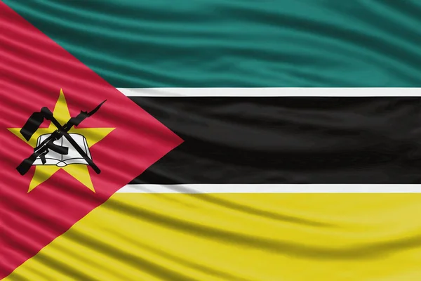 Mosambik Flagge Wave Close Hintergrund Nationalflagge — Stockfoto
