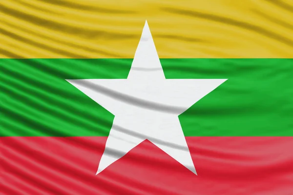 Mianmar Bandeira Onda Close Fundo Bandeira Nacional — Fotografia de Stock