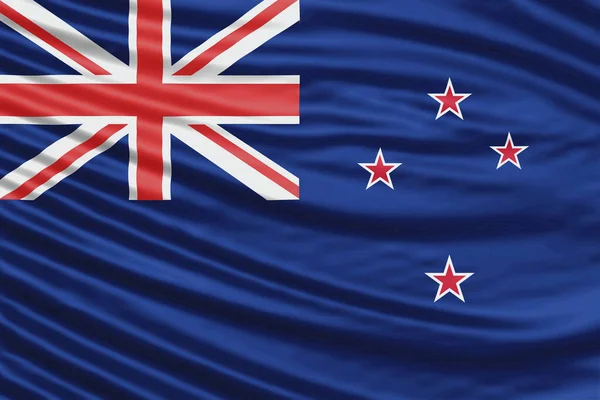 Zéland Flag Wave Close Nemzeti Zászló Háttér — Stock Fotó