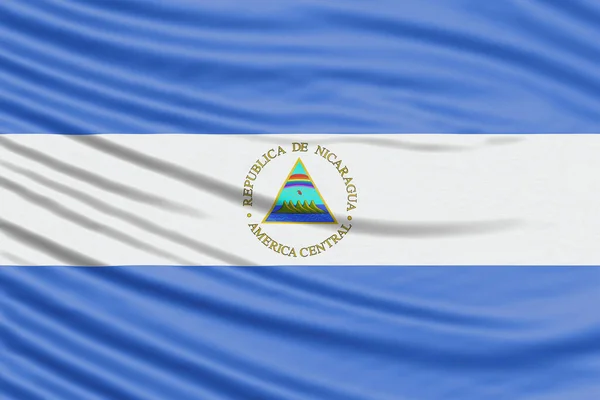 Nicaragua Flag Wave Close Nemzeti Zászló Háttér — Stock Fotó