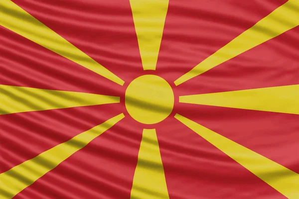 Észak Macedónia Flag Wave Close Nemzeti Zászló Háttér — Stock Fotó