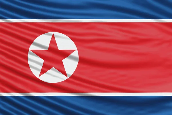 North Korea Flag Wave Close National Flag Background — 스톡 사진