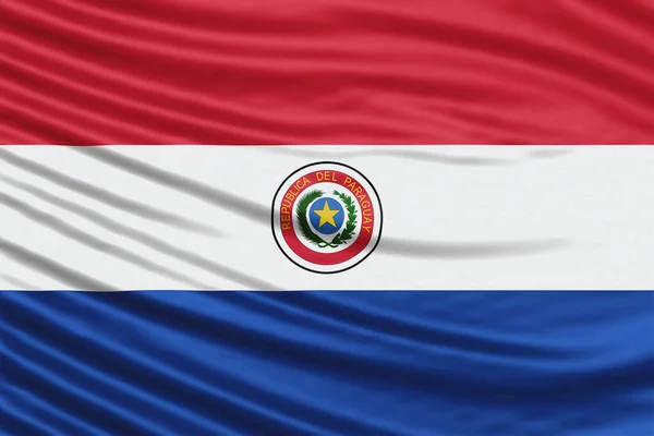 Bandeira Paraguai Wave Close Fundo Bandeira Nacional — Fotografia de Stock