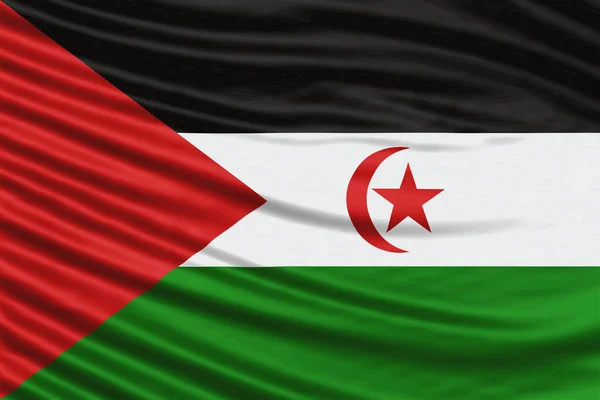 Sahrawi Arabische Democratische Republiek Vlag Wave Close Nationale Vlag Achtergrond — Stockfoto