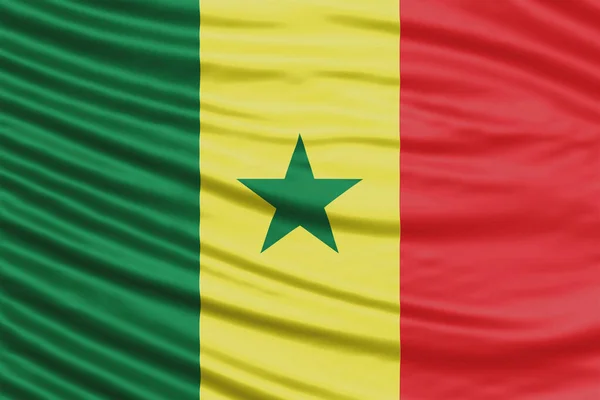 Szenegál Zászló Hullám Közeli Nemzeti Zászló Háttér — Stock Fotó