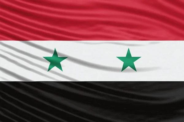 Syrien Flagga Våg Närbild Nationell Flagga Bakgrund — Stockfoto