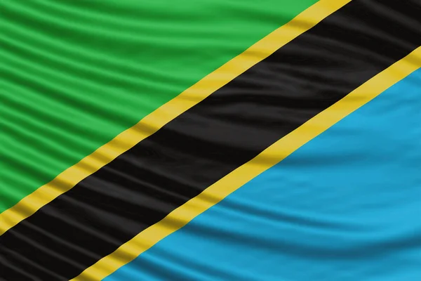 Bandera Tanzania Wave Close Fondo Bandera Nacional — Foto de Stock