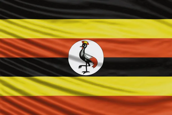 Uganda Flagga Våg Närbild Nationell Flagga Bakgrund — Stockfoto