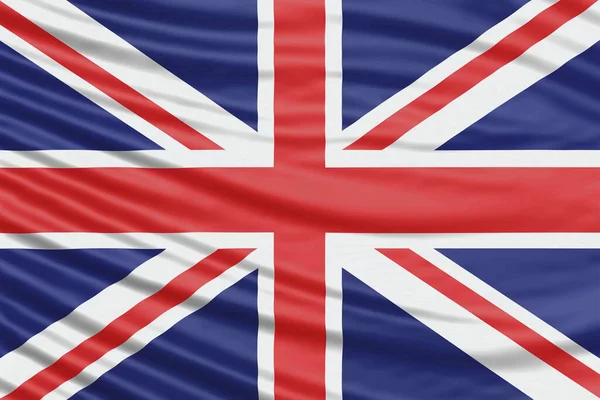 Gelombang Bendera Britania Raya Menutup Latar Belakang Bendera Nasional — Stok Foto