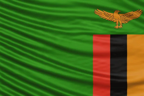 Bandeira Zâmbia Wave Close Fundo Bandeira Nacional — Fotografia de Stock