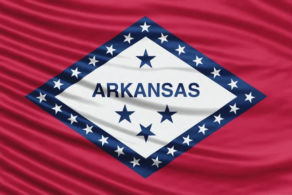 Flaggenwelle Bundesstaat Arkansas Nahaufnahme Flaggenhintergrund Bundesstaat Arkansas — Stockfoto
