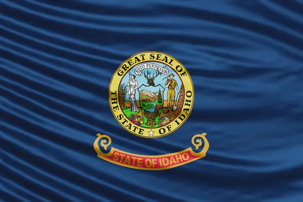 Idaho Staat Vlag Golf Close Idaho Vlag Achtergrond — Stockfoto