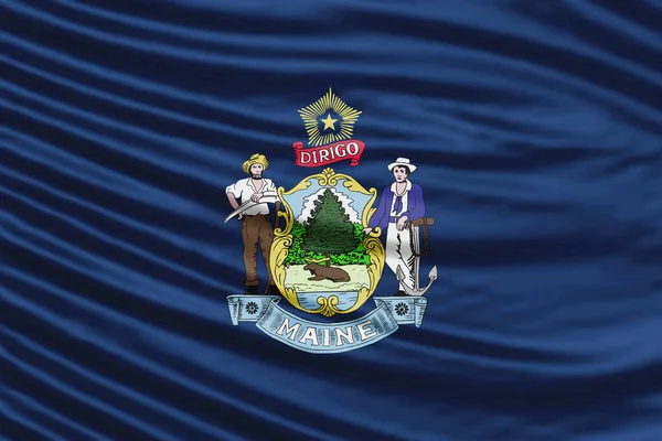 Maine State Flag Wave Close Maine Flag Background — стокове фото