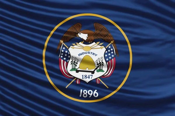 Utah Eyaleti Bayrak Dalgası Kapatma Utah Bayrağı Arka Planı — Stok fotoğraf