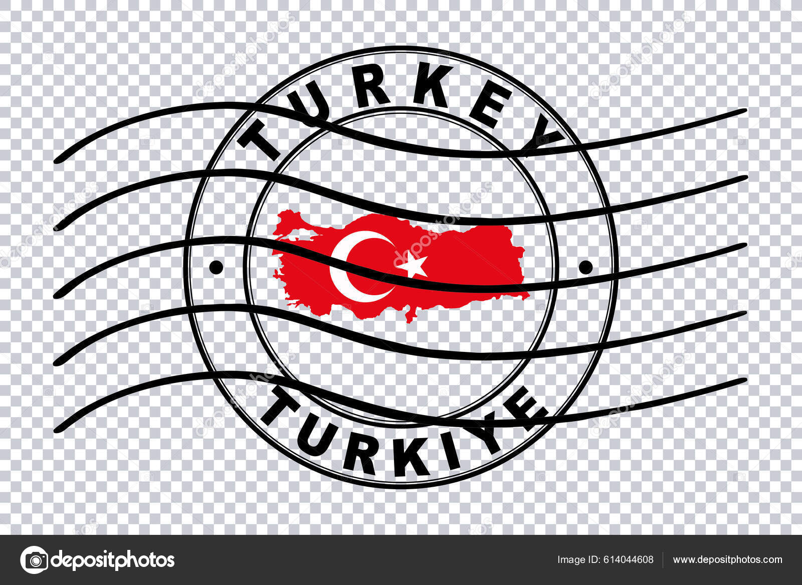 Map Turkey Postal Passport Stamp Travel Stamp Clipping Path Stock Photo