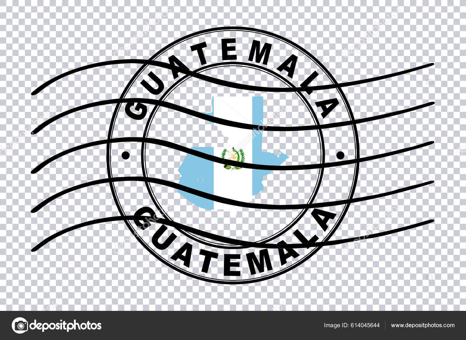 Map Guatemala Postal Passport Stamp Travel Stamp Clipping Path Stock