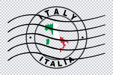 İtalya Haritası, Posta Pasaportu Damgası, Seyahat Damgası, Kesme Yolu