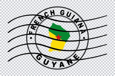 Fransız Guyanası Haritası, Posta Pasaportu Damgası, Seyahat Damgası, Kırpma Yolu