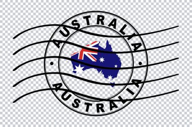 Avustralya Haritası, Posta Pasaportu Damgası, Seyahat Damgası, Kesme Yolu