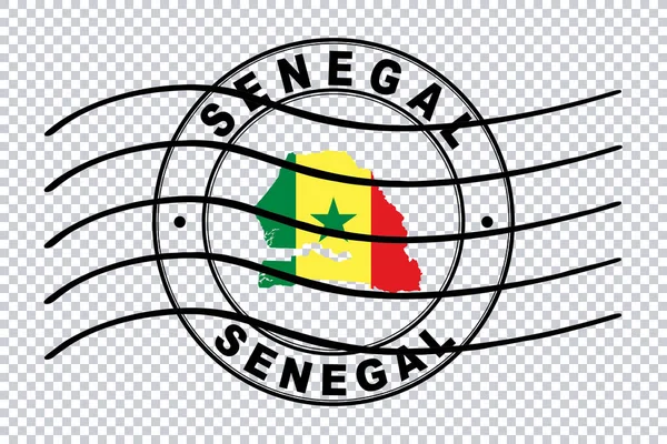 Szenegál Térképe Postai Útlevél Bélyegző Utazási Bélyegző Vágási Útvonal — Stock Fotó