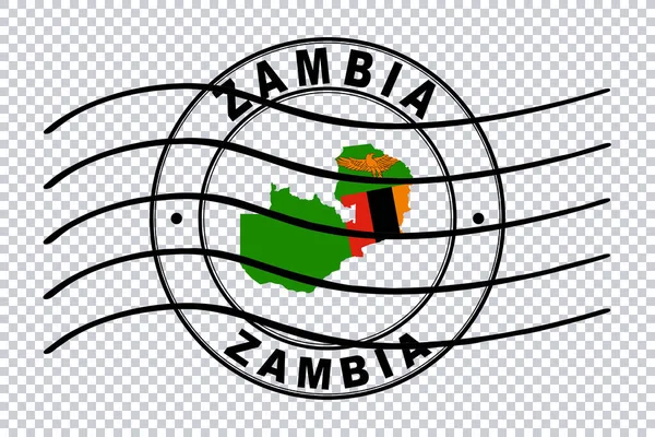 Mappa Zambia Timbro Del Passaporto Postale Francobollo Viaggio Percorso Ritaglio — Foto Stock