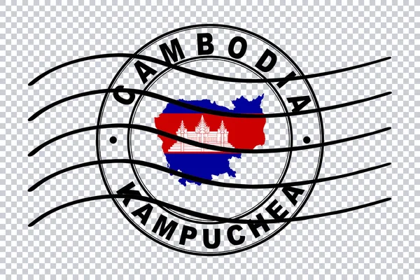 Χάρτης Της Καμπότζης Ταχυδρομική Σφραγίδα Διαβατηρίων Ταξιδιωτική Σφραγίδα Αποκοπή Διαδρομής — Φωτογραφία Αρχείου